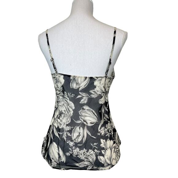 Y2K Tank Top Black Floral Sheer Size M - Picture 5 of 6